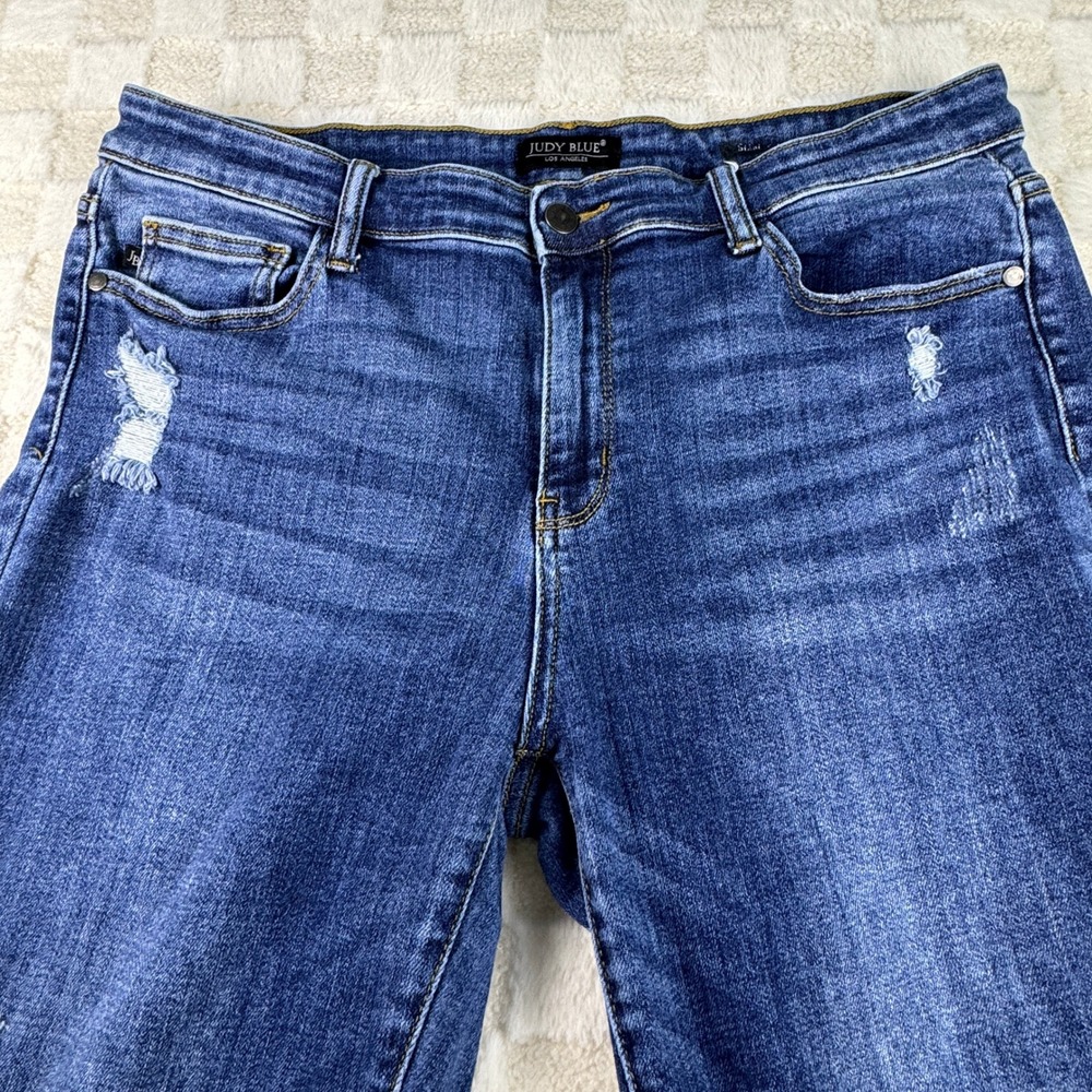 Judy Blue Women's Denim Jeans Distressed Ripped Slim Fit Ankle Length - Picture 9 of 15